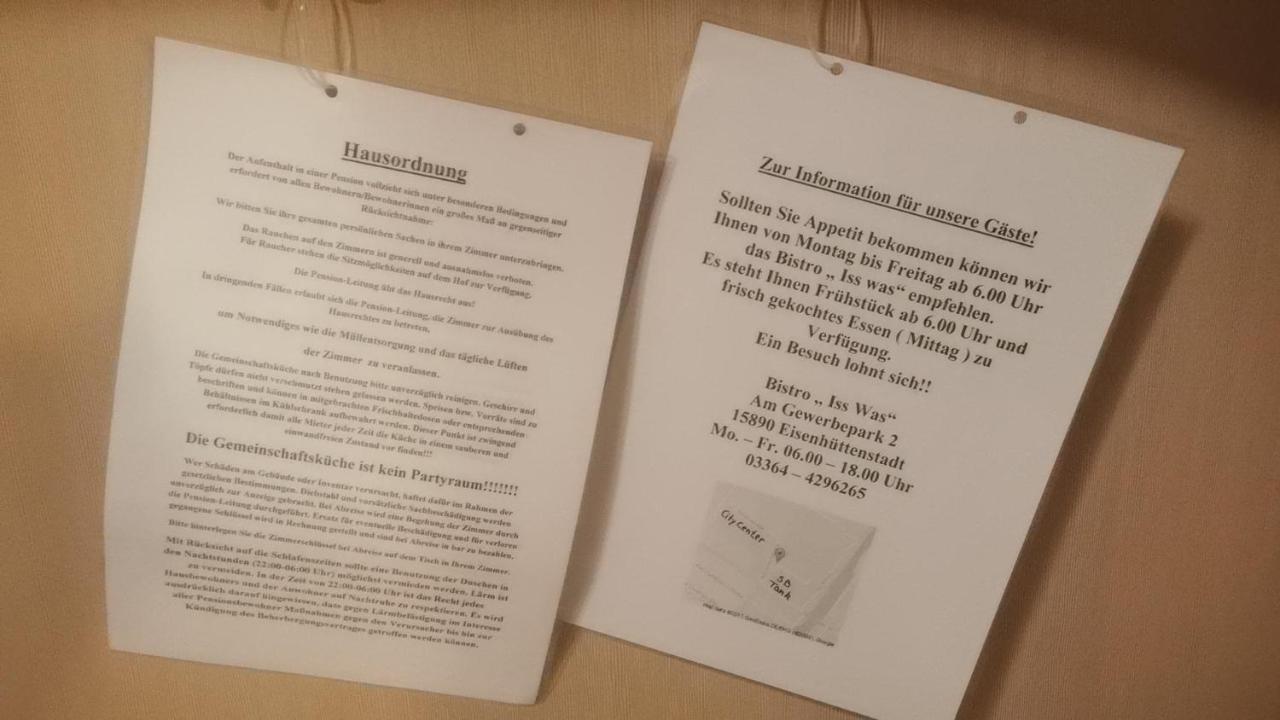 Zimmervermietung Schoenfliesser Stuben Auch Fuer Monteure Eisenhüttenstadt Exterior foto
